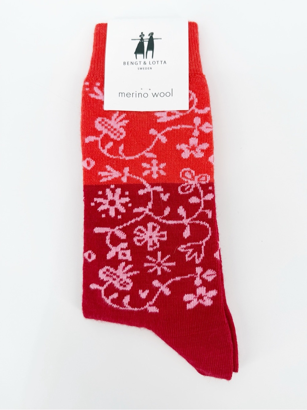 NWT Bengt & Lotta Swedish Merino Wool Blend Socks with Art Bloom Design 40-45